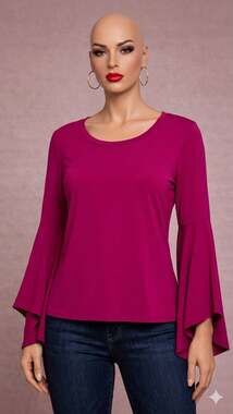 NY & Co New York & Company Blouse Women’s Large Magenta Long Sleeve Top
